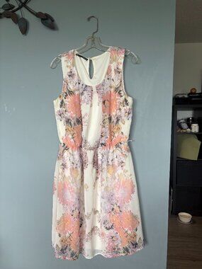 Maurice's Size Large Peachy Floral Sleeveless Midi Dress